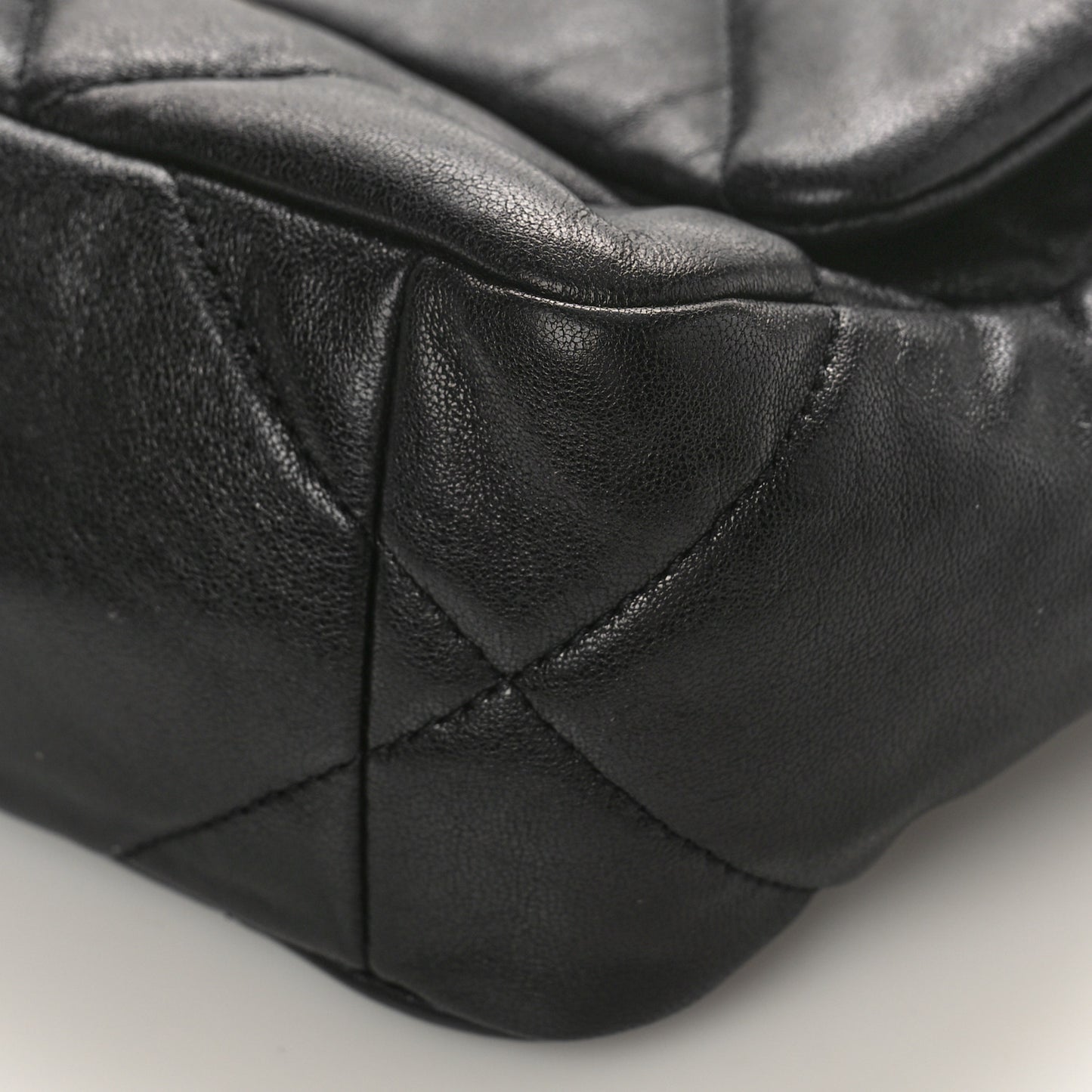 Shiny Goatskin Quilted Medium Chanel 19 Flap Black