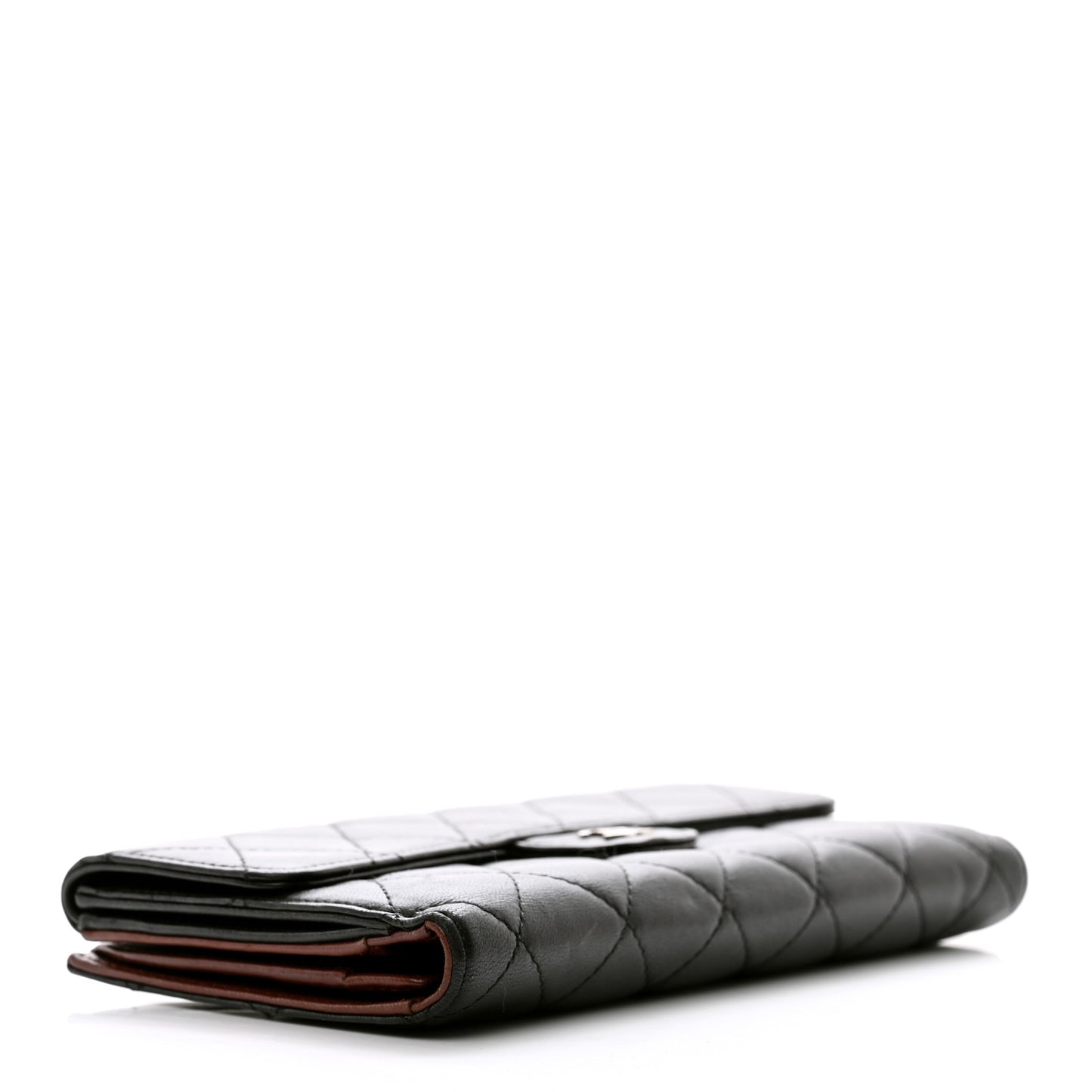 Lambskin Quilted Large Flap Wallet Black