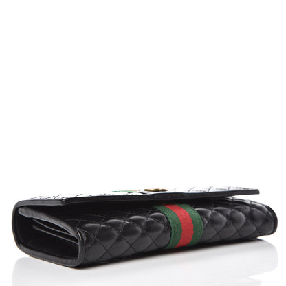 Gucci Calfskin Web Trapuntata GG Continental Wallet Black 4 of 8