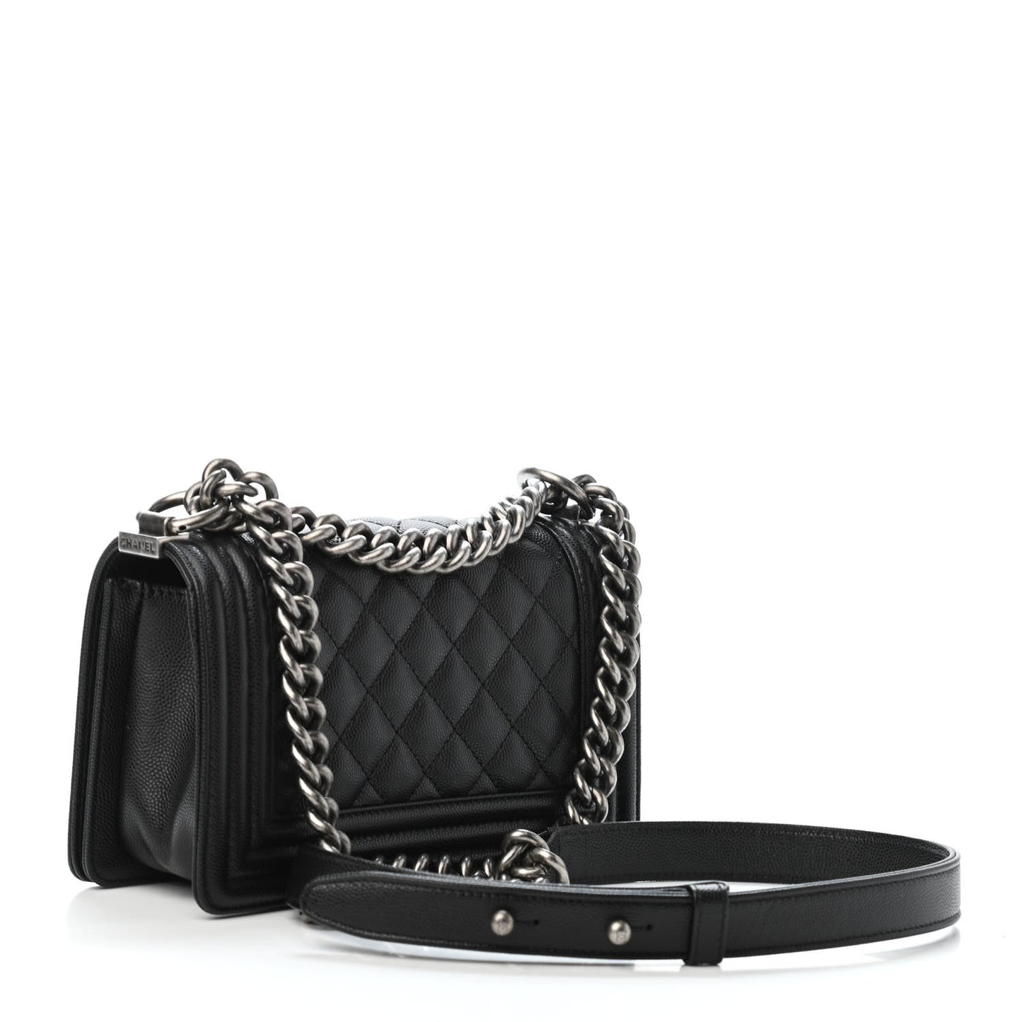 Caviar Quilted Small Boy Flap Black