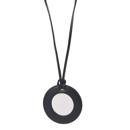 Hermes Chamonix Mirror Pendant Necklace Black 1 of 7