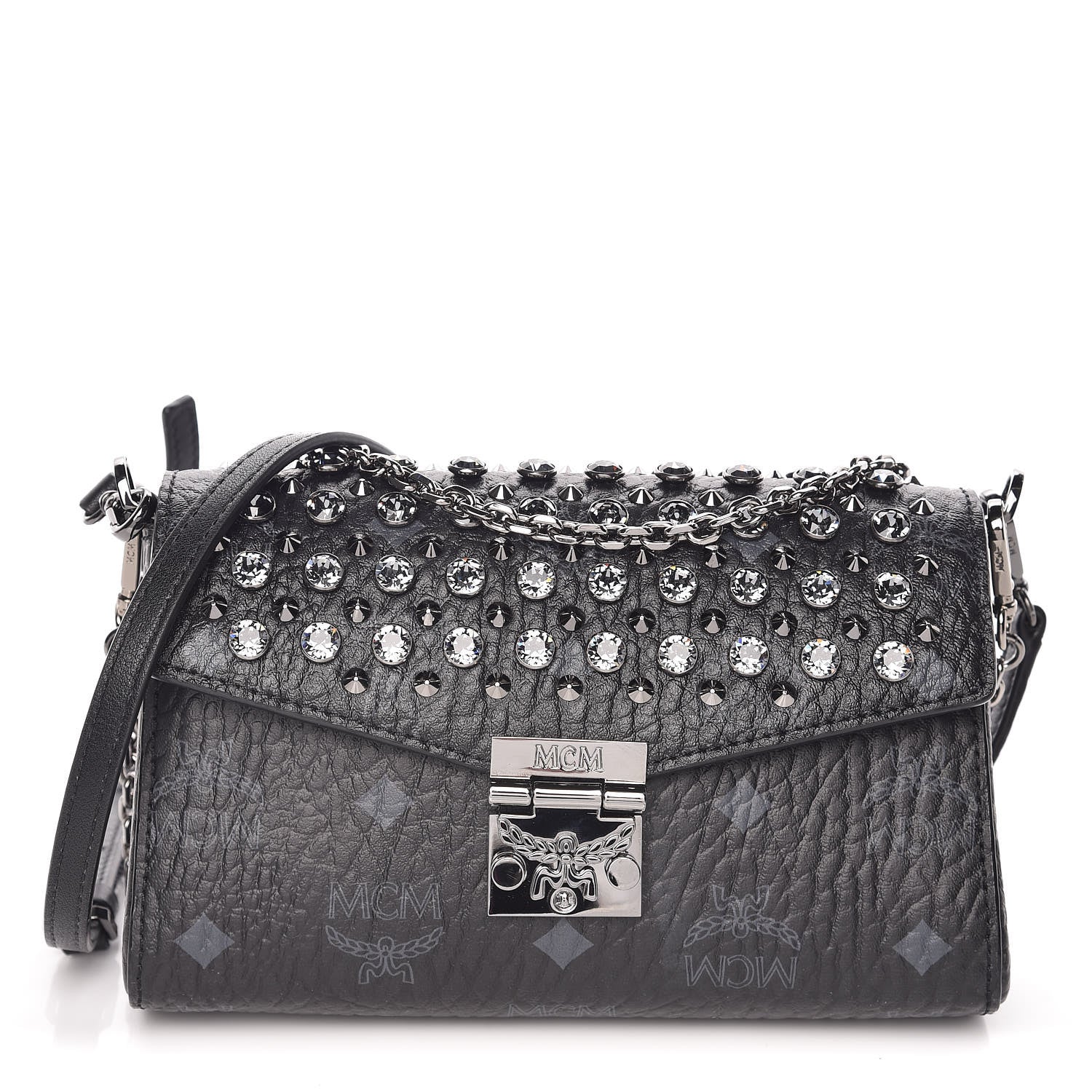 MCM Visetos Diamond Flap Crossbody Black 1 of 11