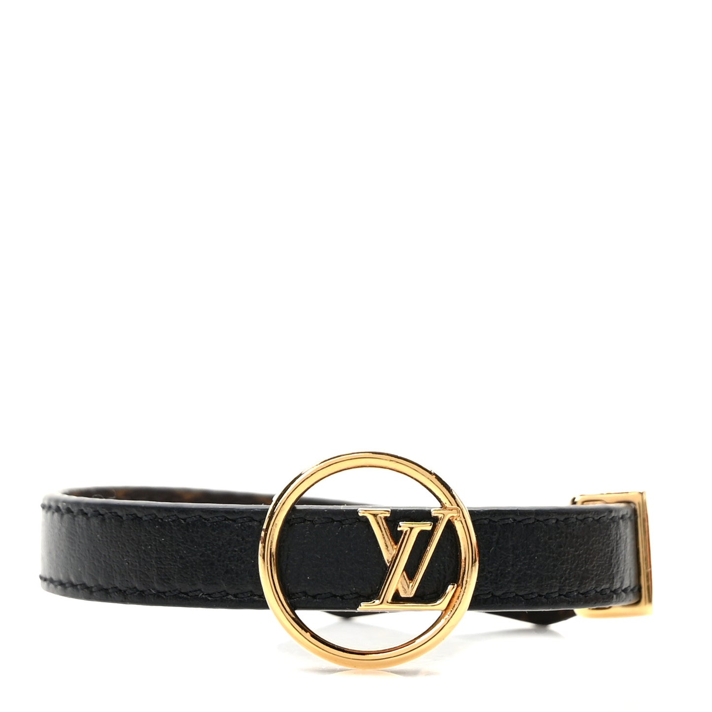 Monogram Calfskin LV Eclipse Reversible Bracelet 17 Black