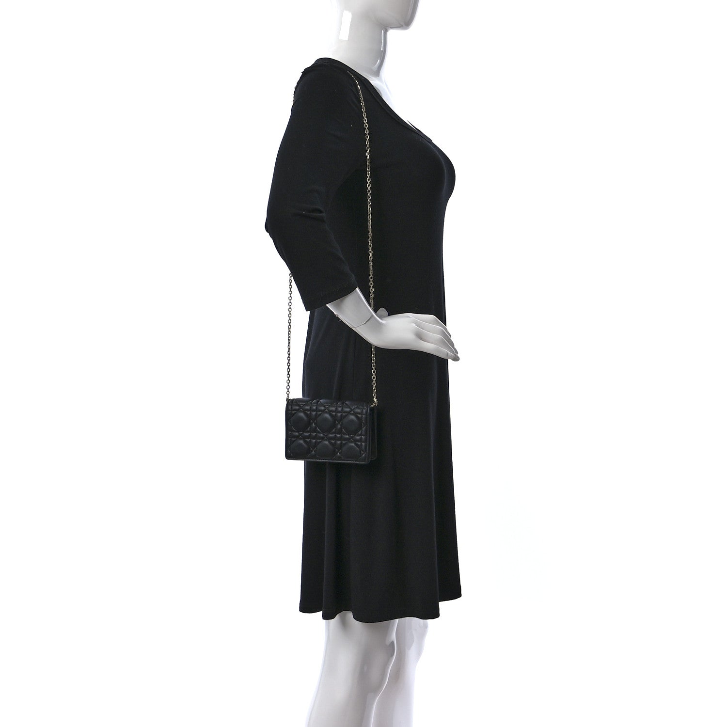Christian Dior Lambskin Cannage Mini Waist Pouch on Chain Black 2 of 10