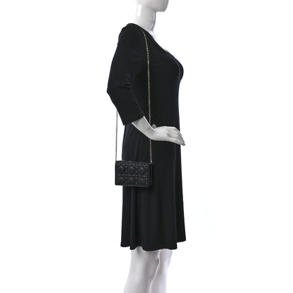Christian Dior Lambskin Cannage Mini Waist Pouch on Chain Black 2 of 10