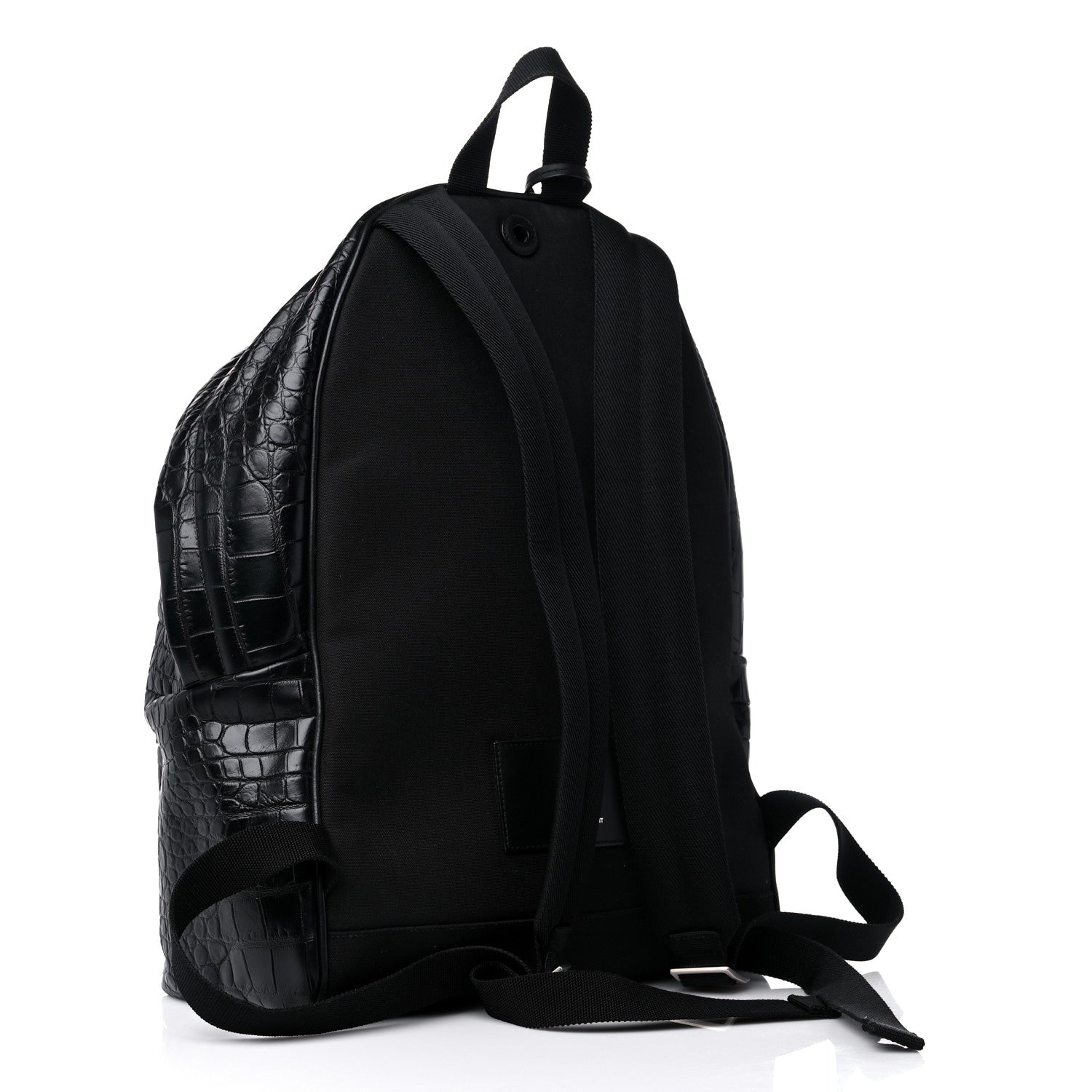 Saint Laurent Calfskin Crocodile Embossed City Backpack Black 3 of 16