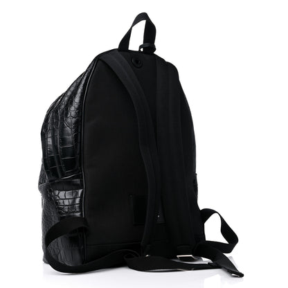 Saint Laurent Calfskin Crocodile Embossed City Backpack Black 3 of 16