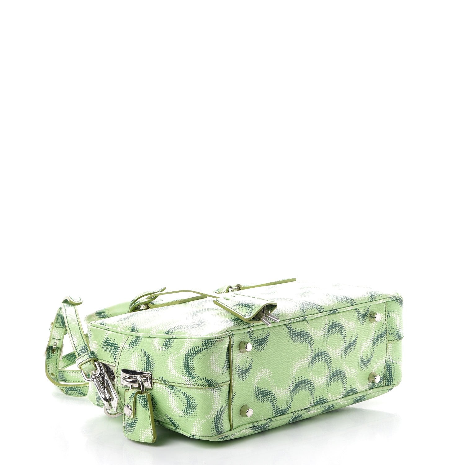 Prada Saffiano Molecule Print Small Bauletto Bag Giada 4 of 8