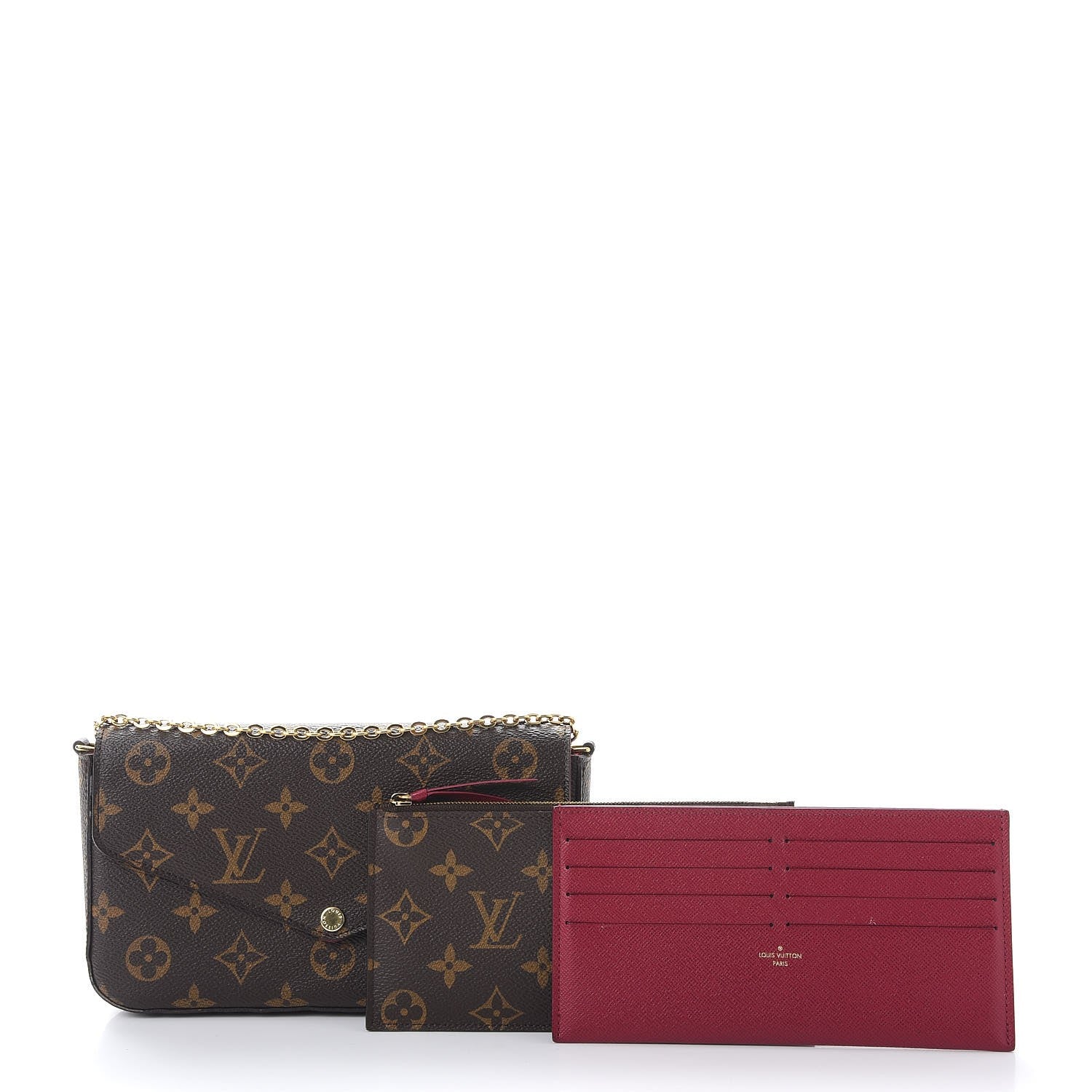 Louis Vuitton Monogram Pochette Felicie Chain Wallet Fuchsia 3 of 11