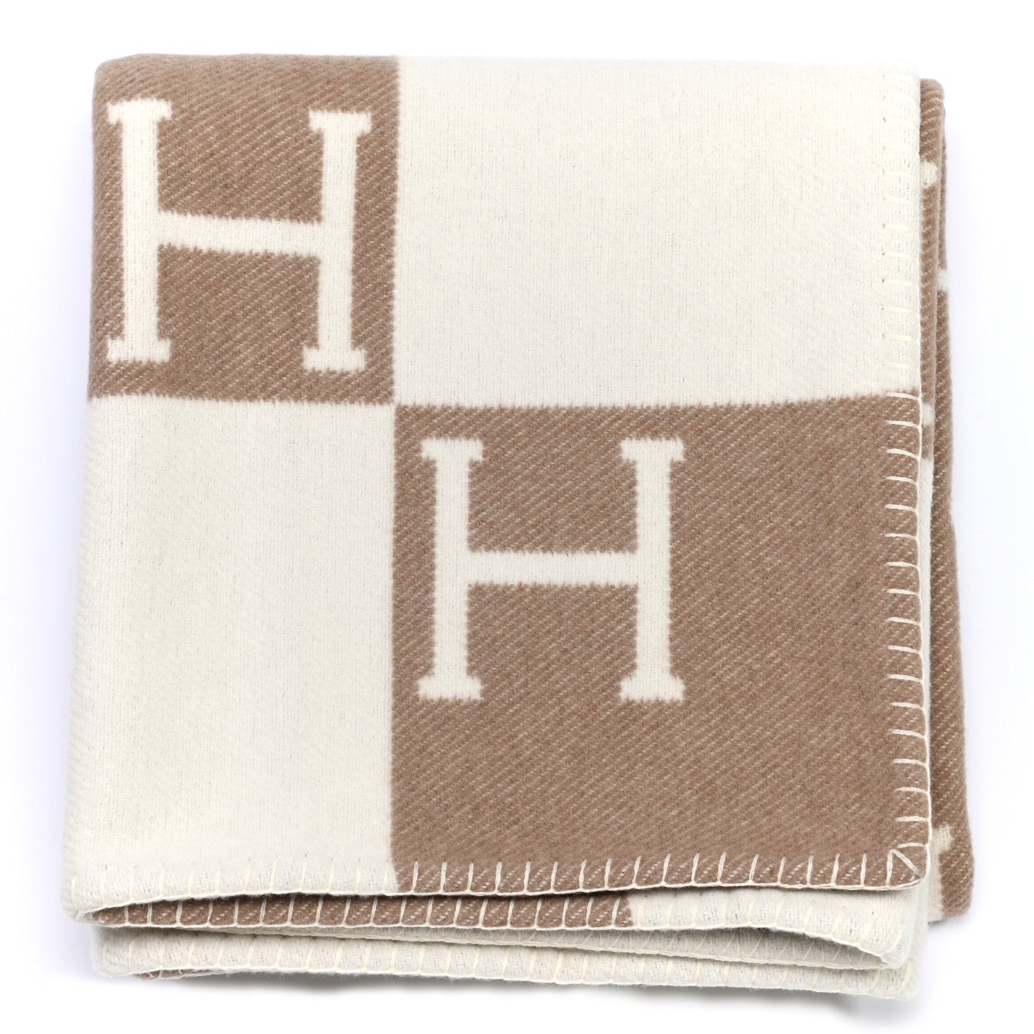 Hermes Wool Cashmere Avalon Blanket Ecru Camel 2 of 6