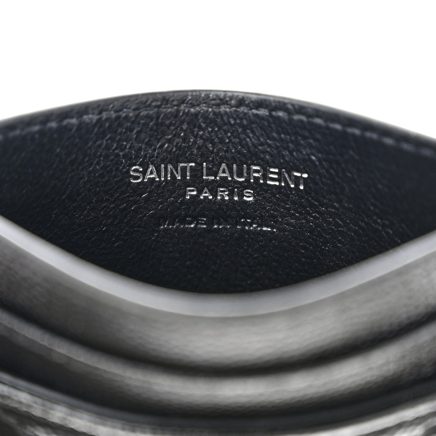 Saint Laurent Grain De Poudre Matelasse Chevron Monogram Credit Card Case Black 6 of 8