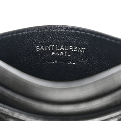 Saint Laurent Grain De Poudre Matelasse Chevron Monogram Credit Card Case Black 6 of 8