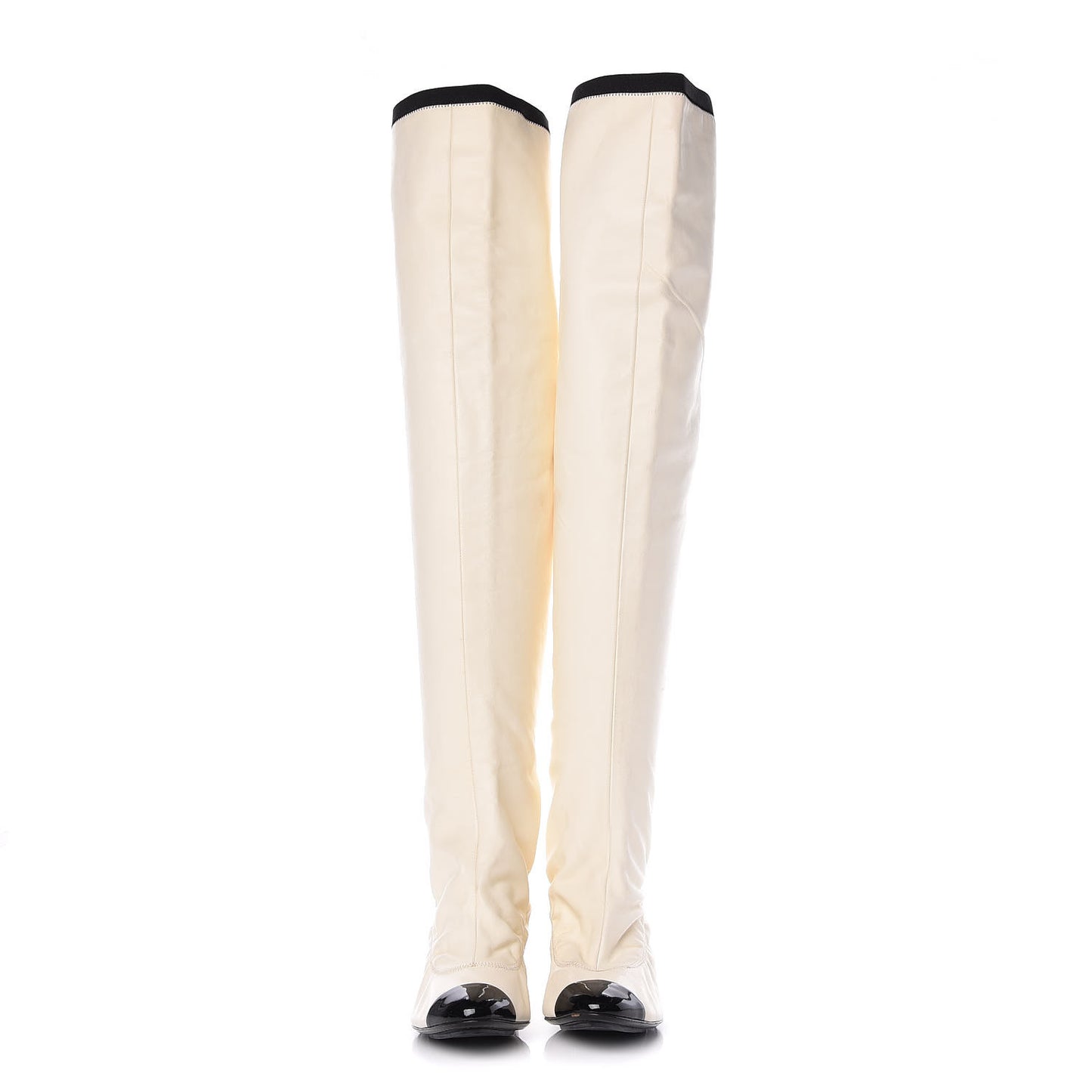 Lambskin Patent Cap Toe Over the Knee Boots 37.5 White