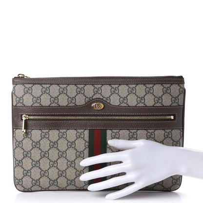 Gucci GG Supreme Monogram Large Ophidia Pouch Clutch Brown 2 of 10