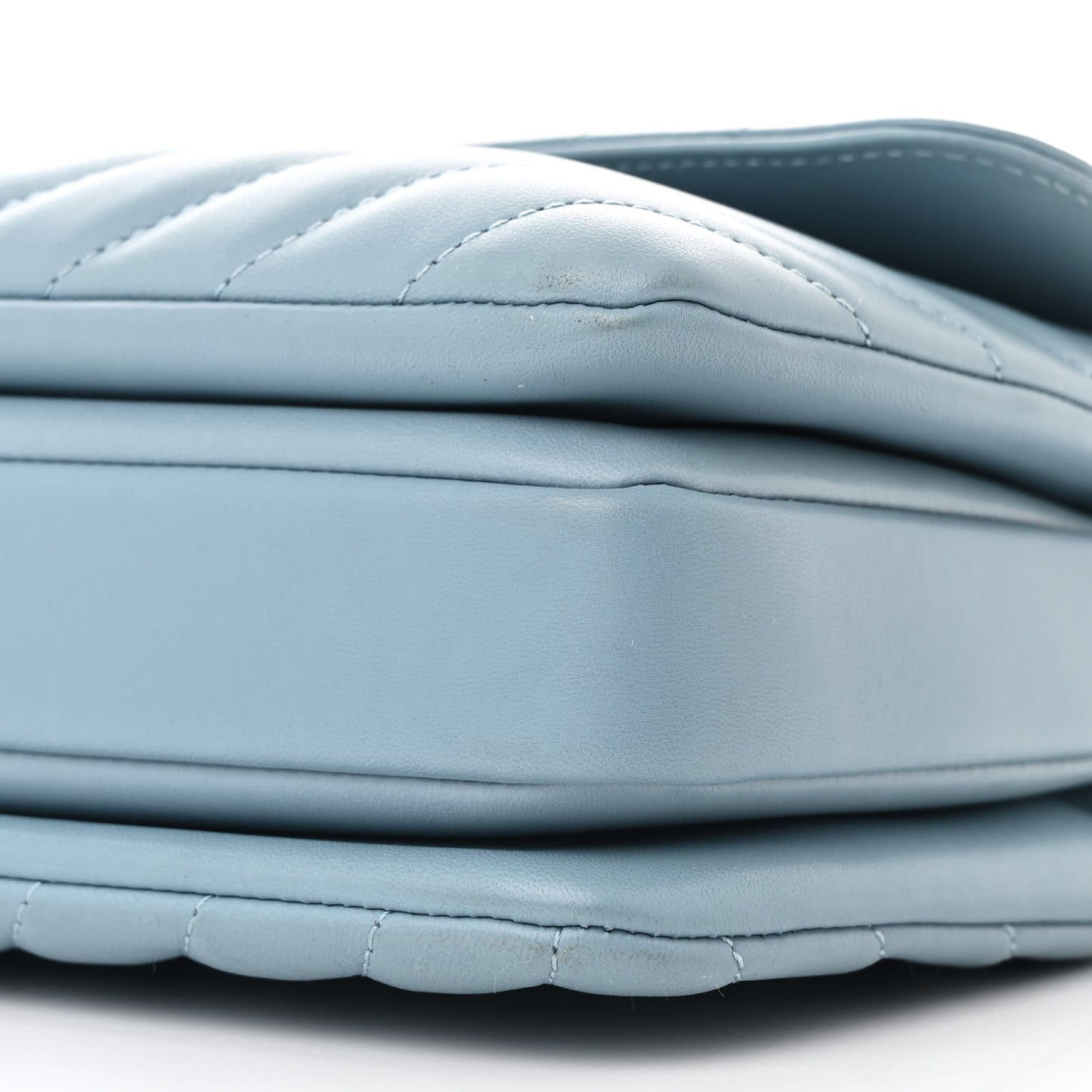 Lambskin Chevron Quilted Small Trendy CC Flap Dual Handle Bag Light Blue