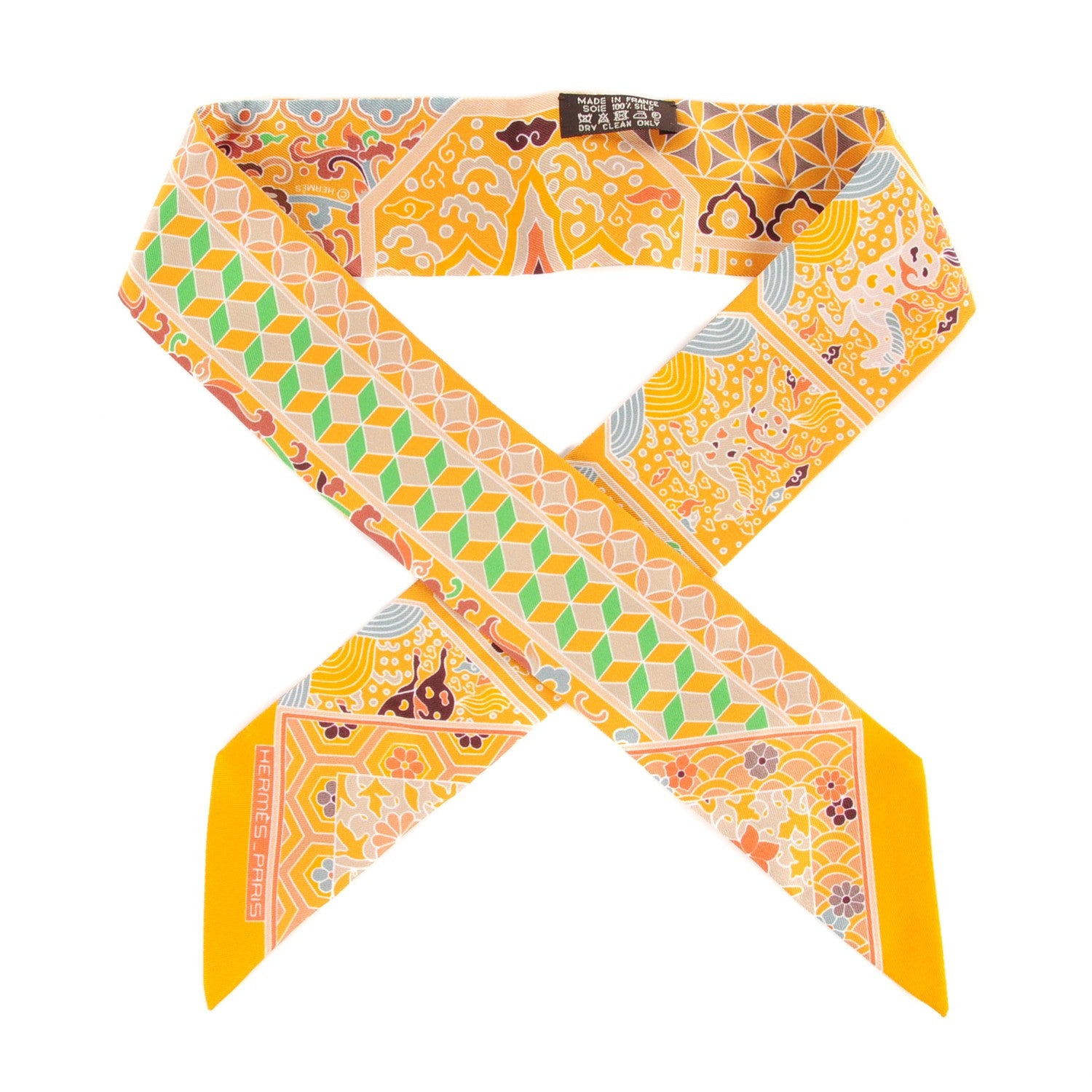 Hermes Silk Collections Imperiales Twilly Bouton D'Or Miel Vert 1 of 6