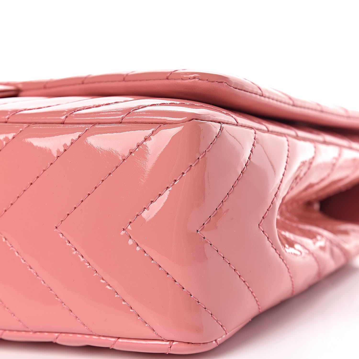 Chanel Patent Chevron Quilted Jumbo Single Flap Pink 11 of 13