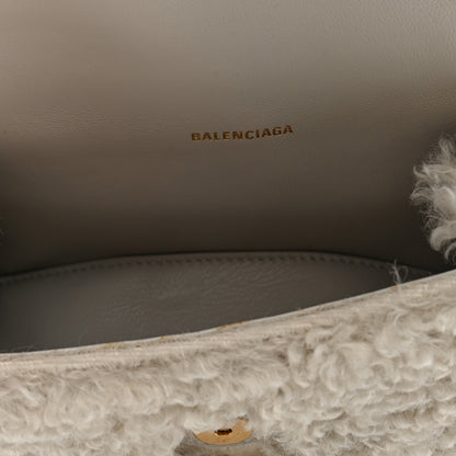 Balenciaga Faux Fur Fluffy Hourglass XS Top Handle Bag Natural 6 of 9