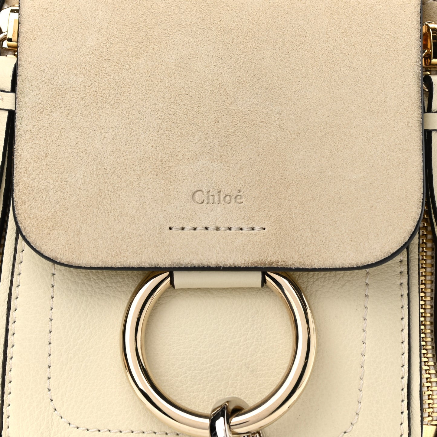 Suede Calfskin Mini Faye Backpack Off White