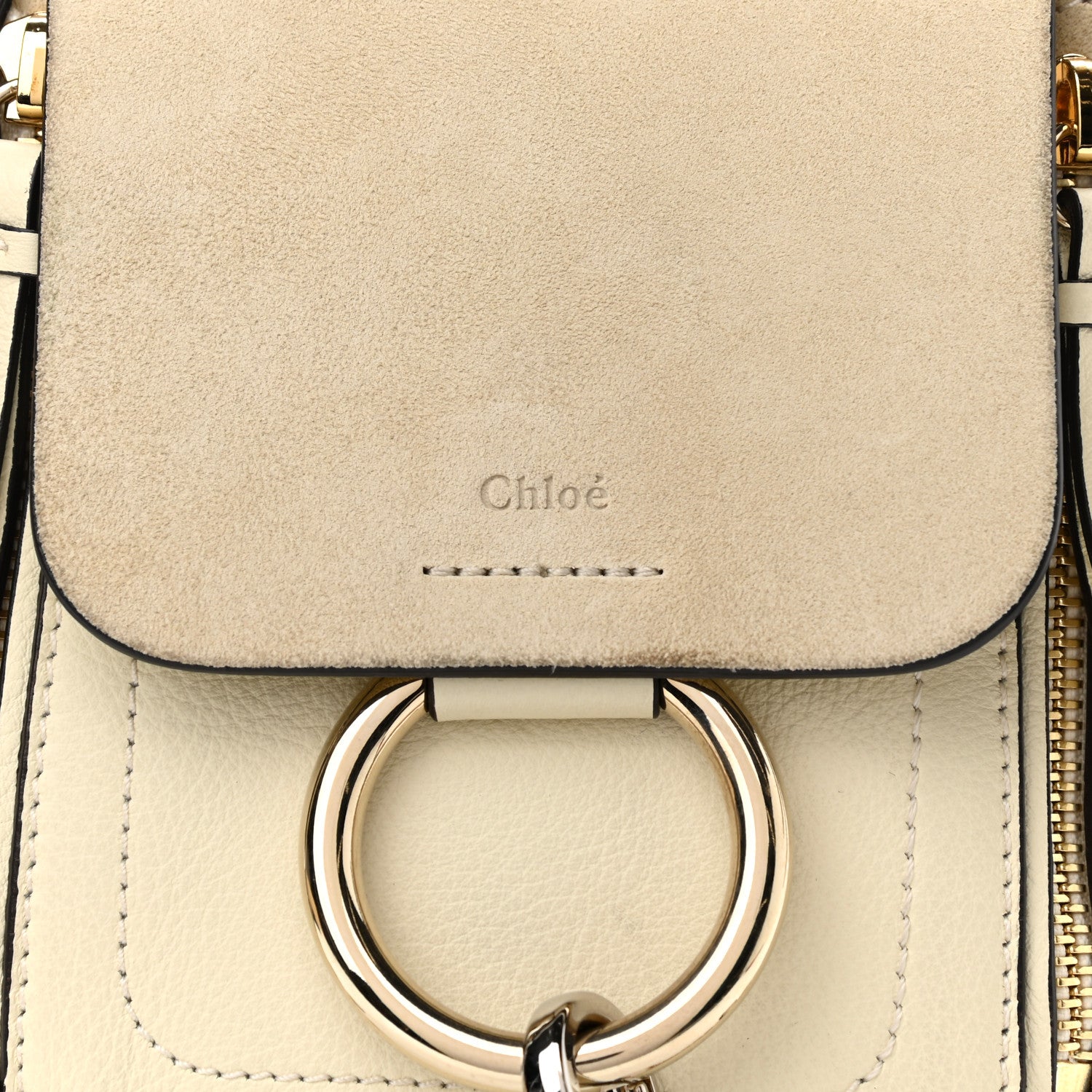 Chloe Suede Calfskin Mini Faye Backpack Off White 8 of 10