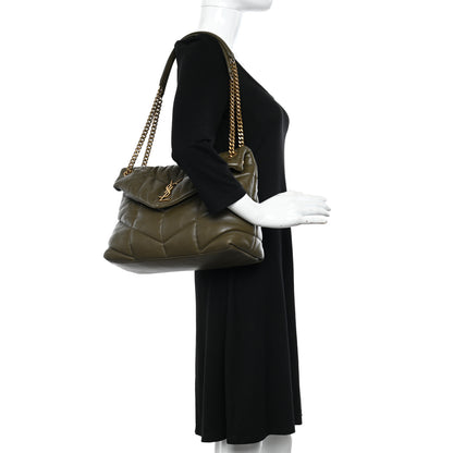 Saint Laurent Lambskin Quilted Medium Loulou Puffer Monogram Chain Satchel Seaweed 2 of 12
