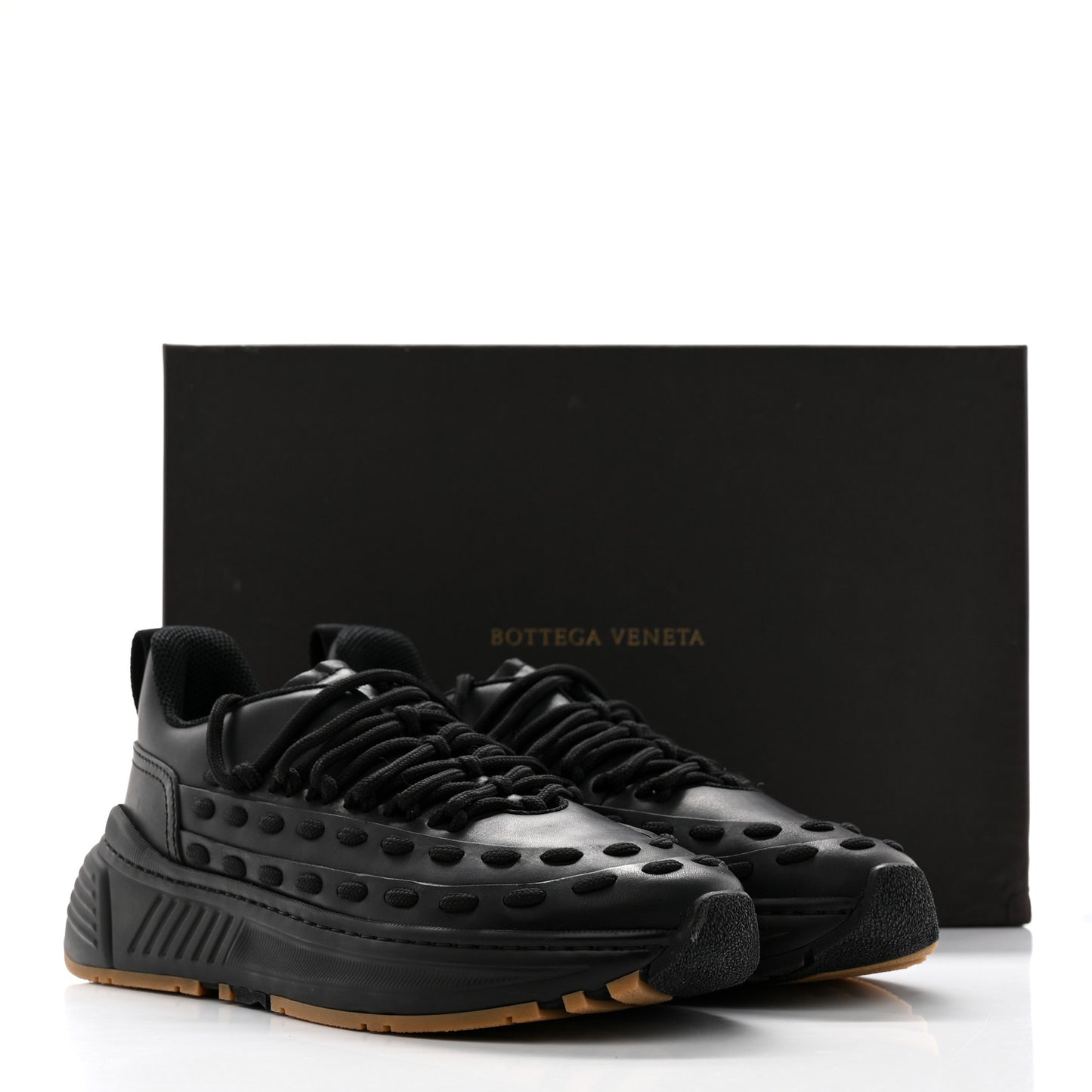 Calfskin Rubber Storm Larry Sneakers 40 Black