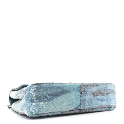 Chanel Sequin Large Waterfall Flap Light Blue 4 of 14