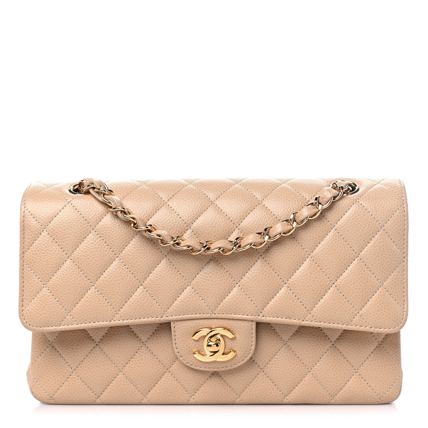 Chanel Caviar Quilted Medium Double Flap Beige 1 of 12