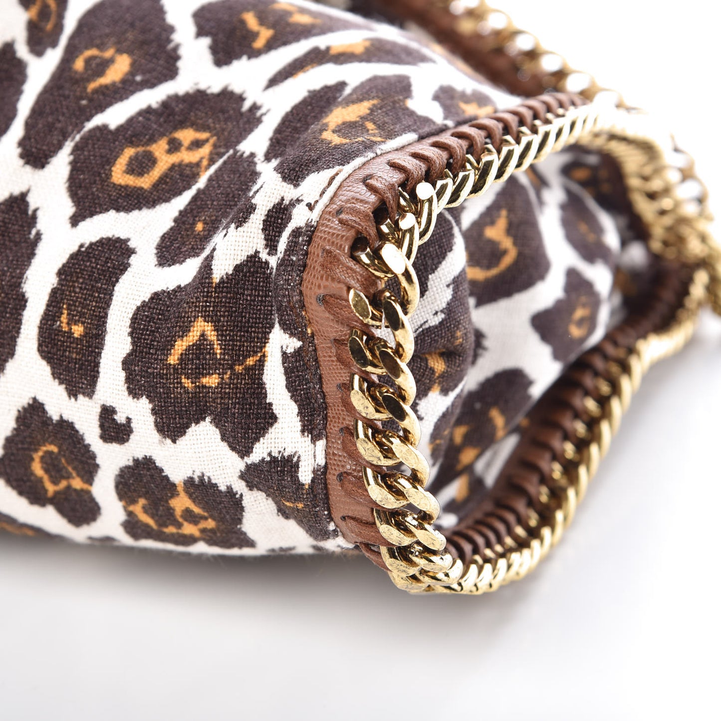 Linen Leopard Falabella Fold Over Tote Fawn