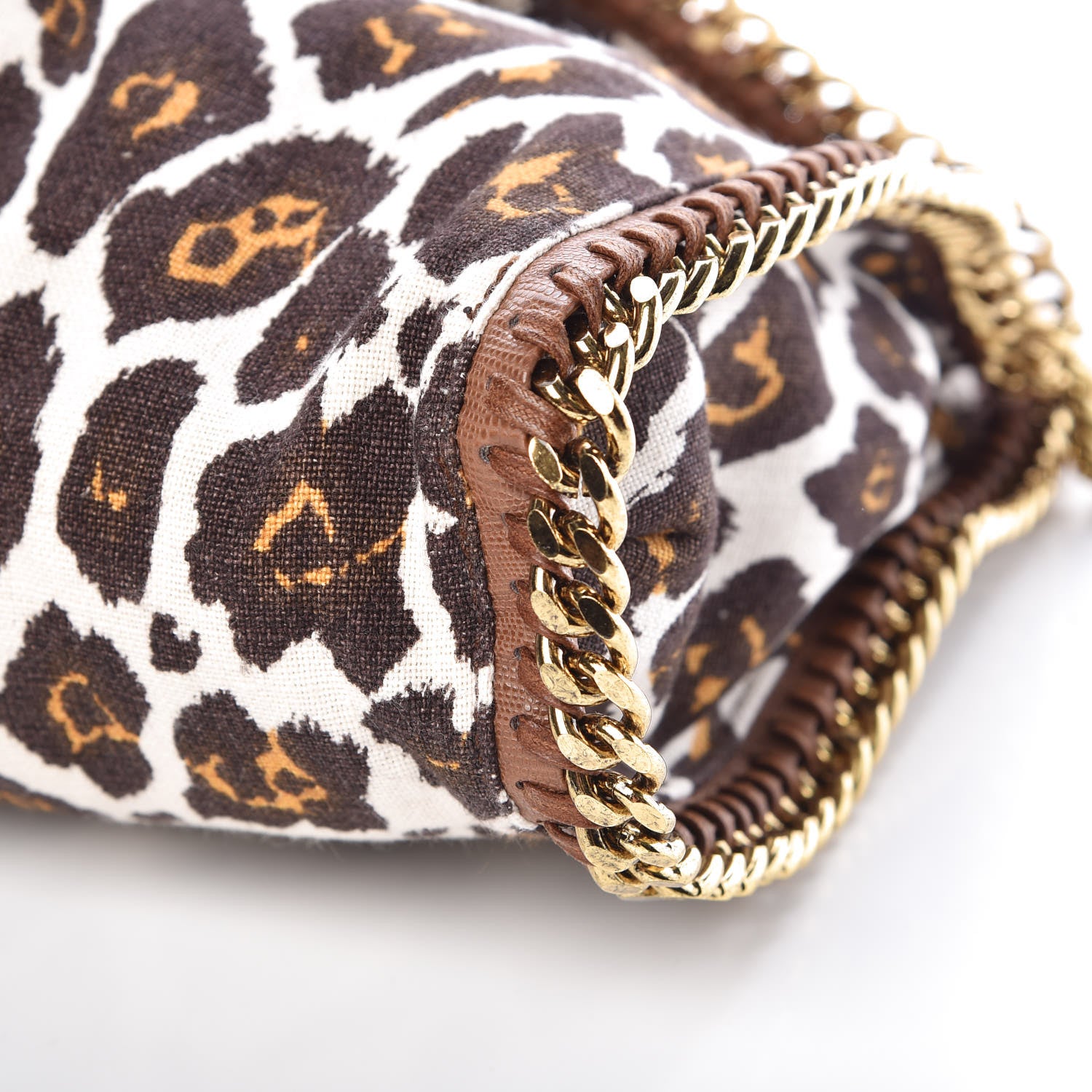 Stella McCartney Linen Leopard Falabella Fold Over Tote Fawn 9 of 9