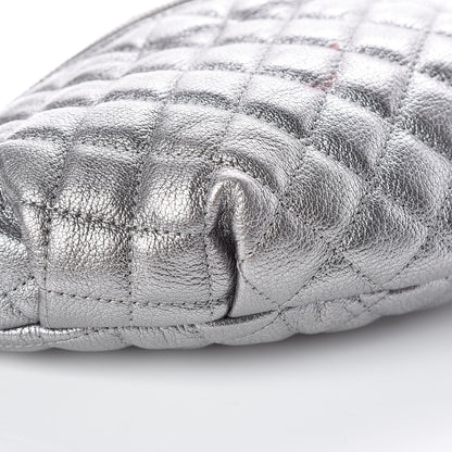 Chanel Metallic Goatskin Quilted Banane Waist Bag Fanny Pack Silver 6 of 12