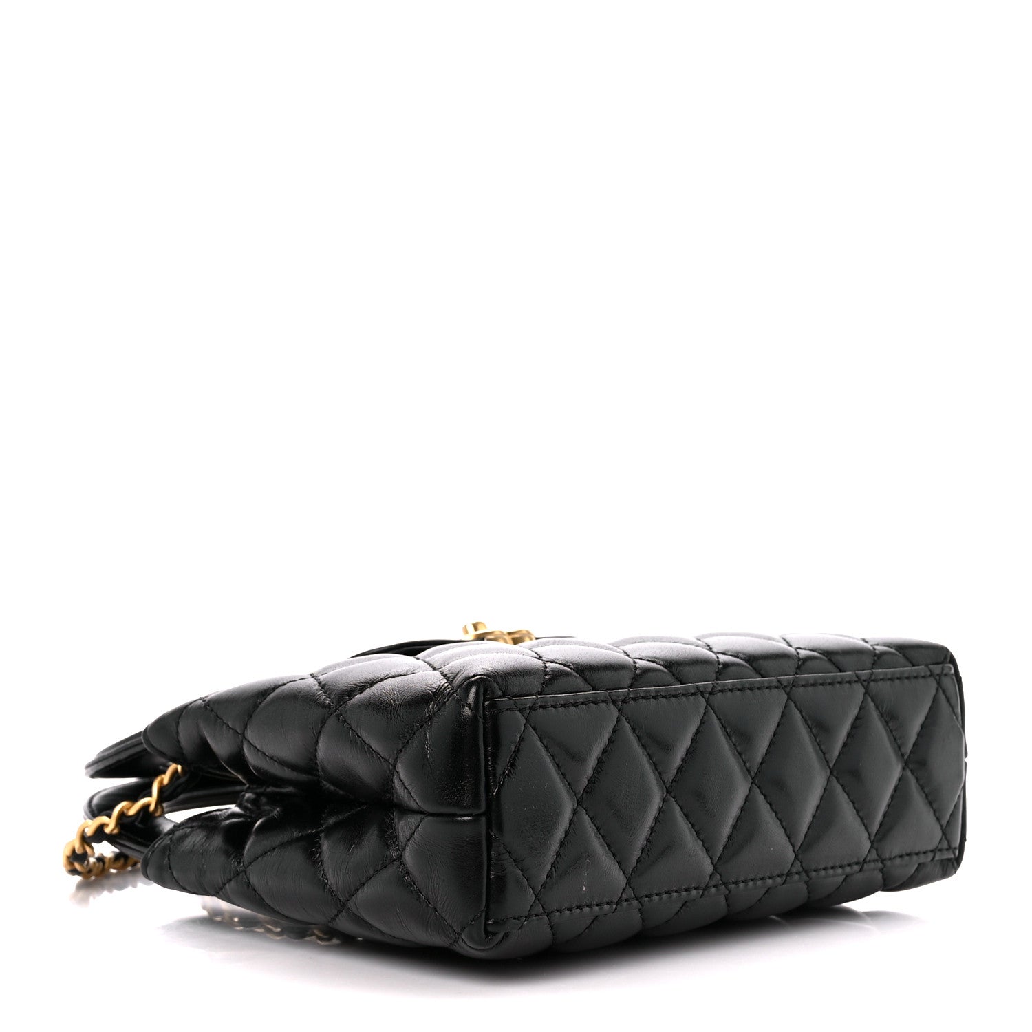 Chanel Shiny Aged Calfskin Quilted Nano Kelly Shopper Black 4 of 10