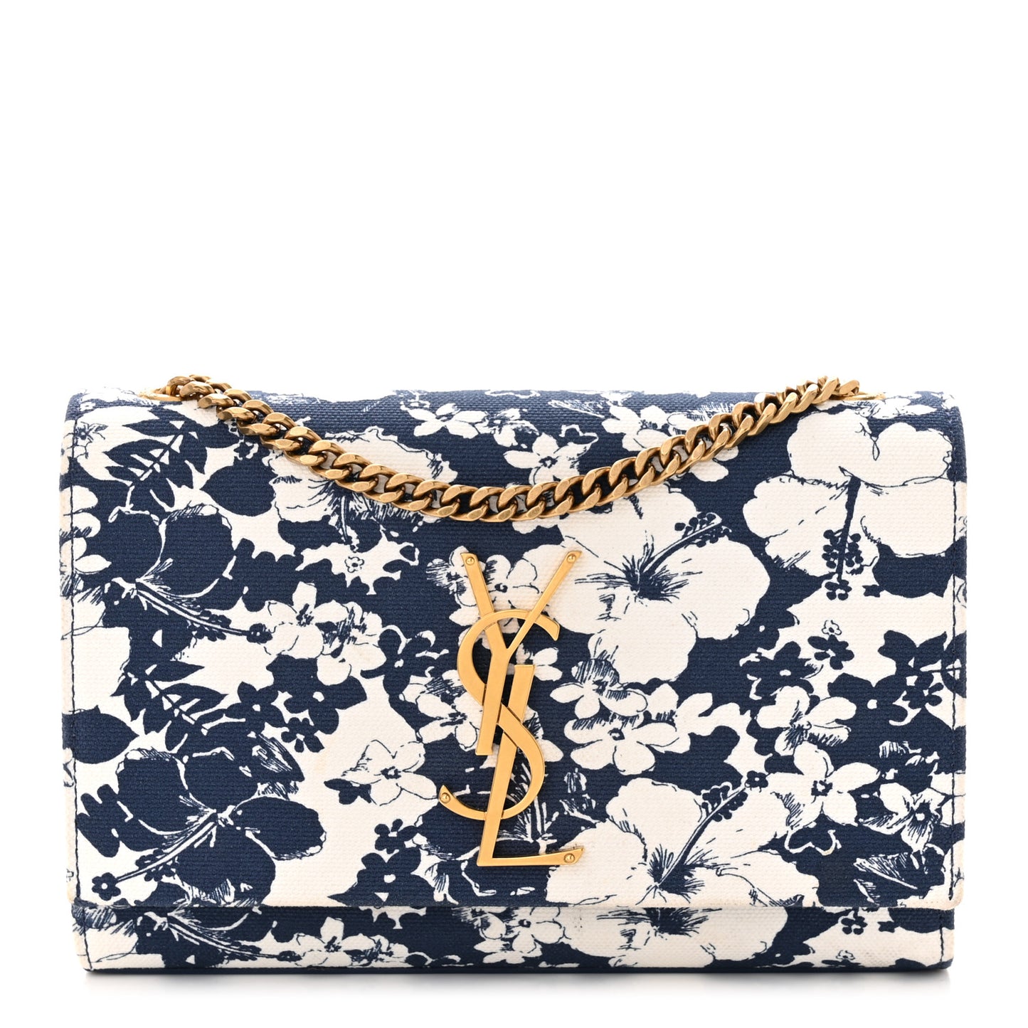 Canvas Small Monogram Hibiscus Print Kate Satchel Blue