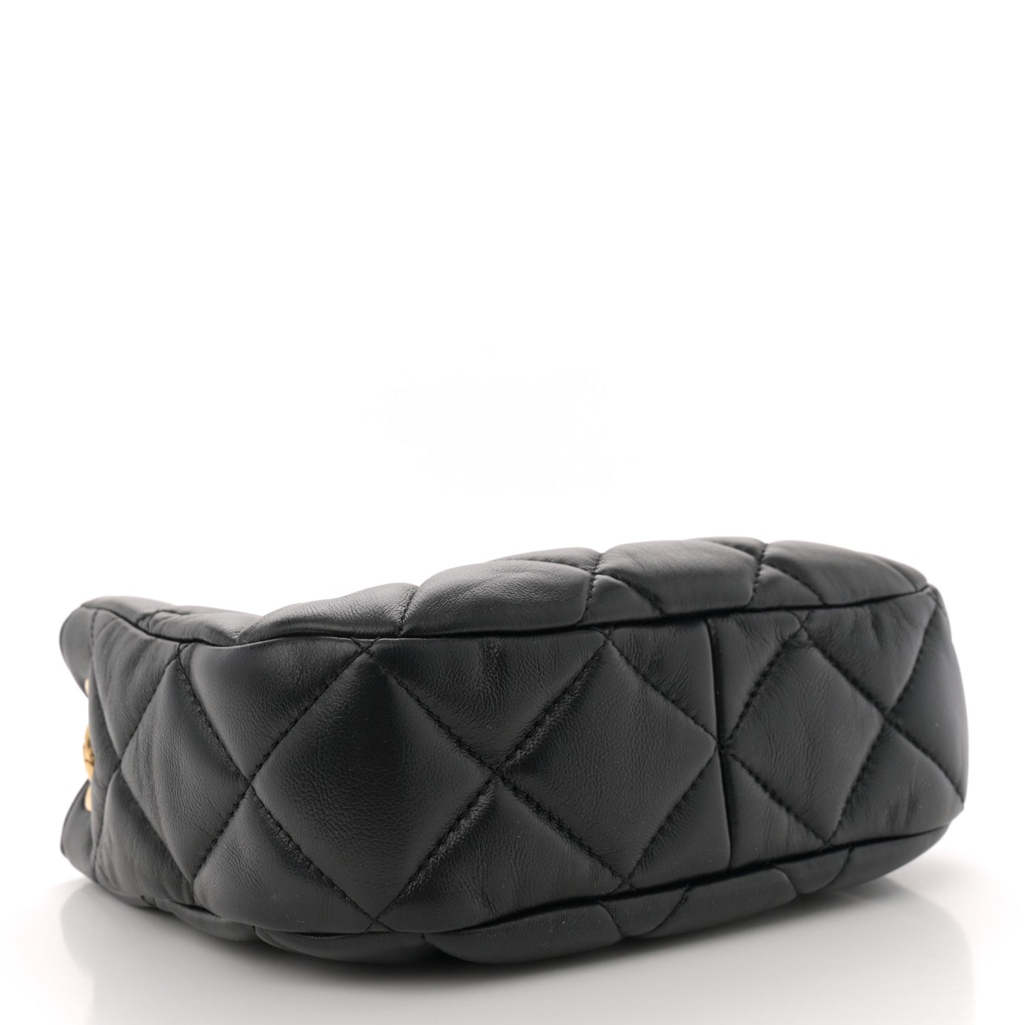 Lambskin Quilted Small Chain Hobo Black