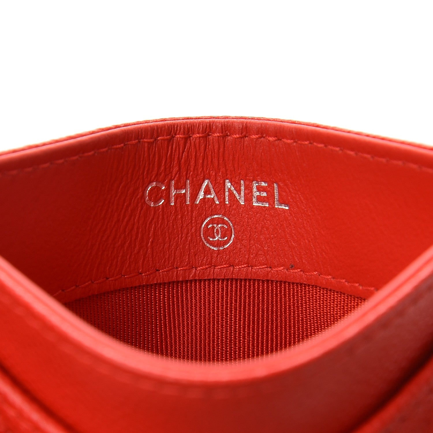 Chanel Caviar Chevron Quilted Card Holder Red 6 of 9