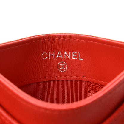 Chanel Caviar Chevron Quilted Card Holder Red 6 of 9