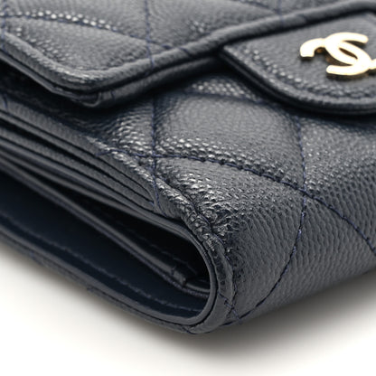Chanel Caviar Quilted Compact Flap Wallet Navy 10 of 11