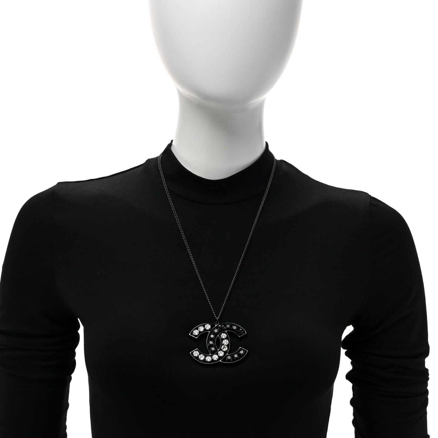 Ruthenium Crystal CC Necklace Black