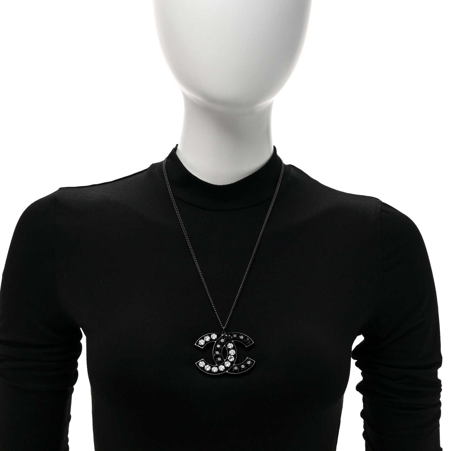 Chanel Ruthenium Crystal CC Necklace Black 2 of 4
