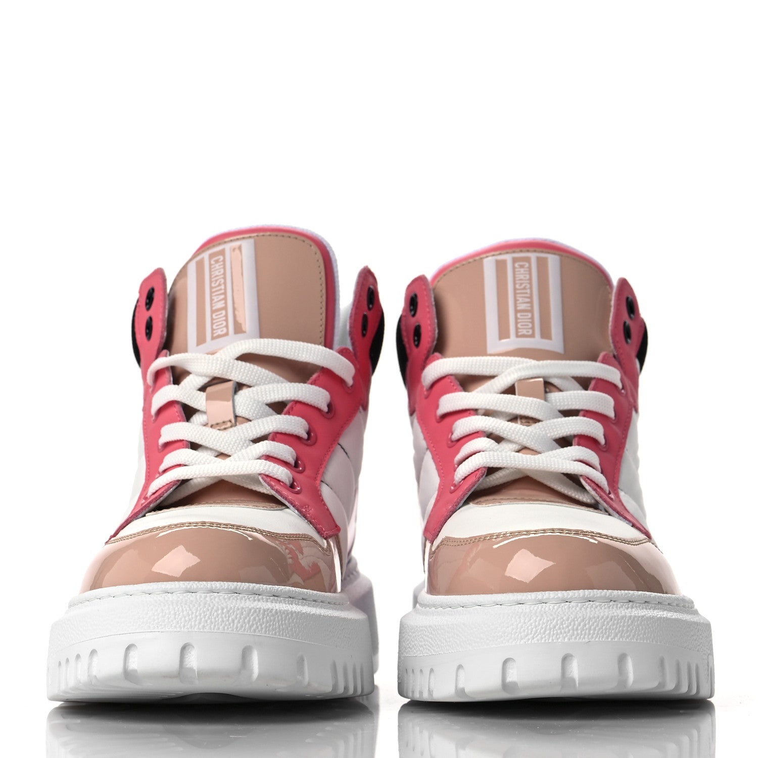 Christian Dior Nylon Calfskin Womens D-Player High Top Sneakers 38 Pink 2 of 7
