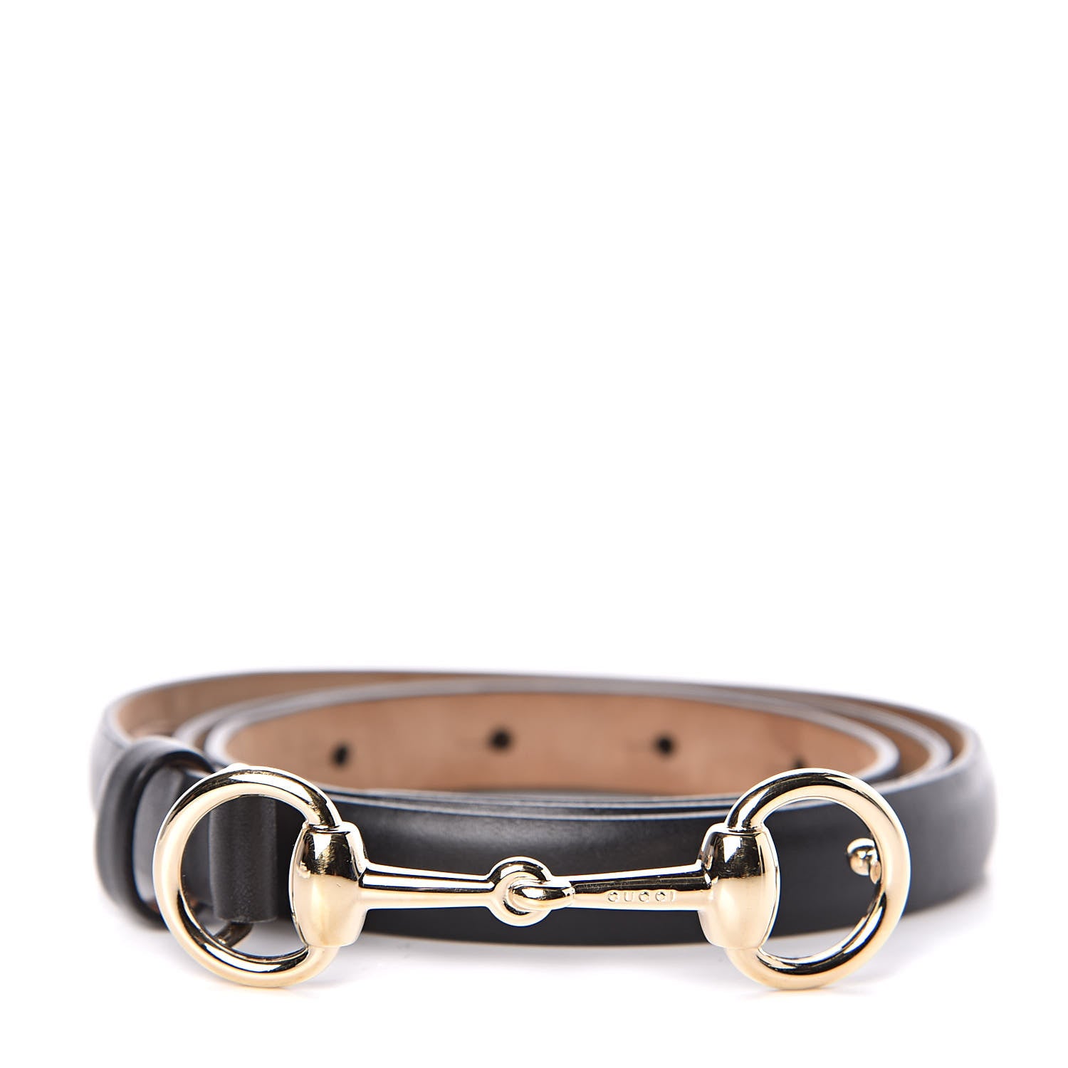 Gucci Calfskin Horsebit Skinny Belt 85 34 Black 1 of 6