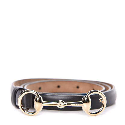 Gucci Calfskin Horsebit Skinny Belt 85 34 Black 1 of 6