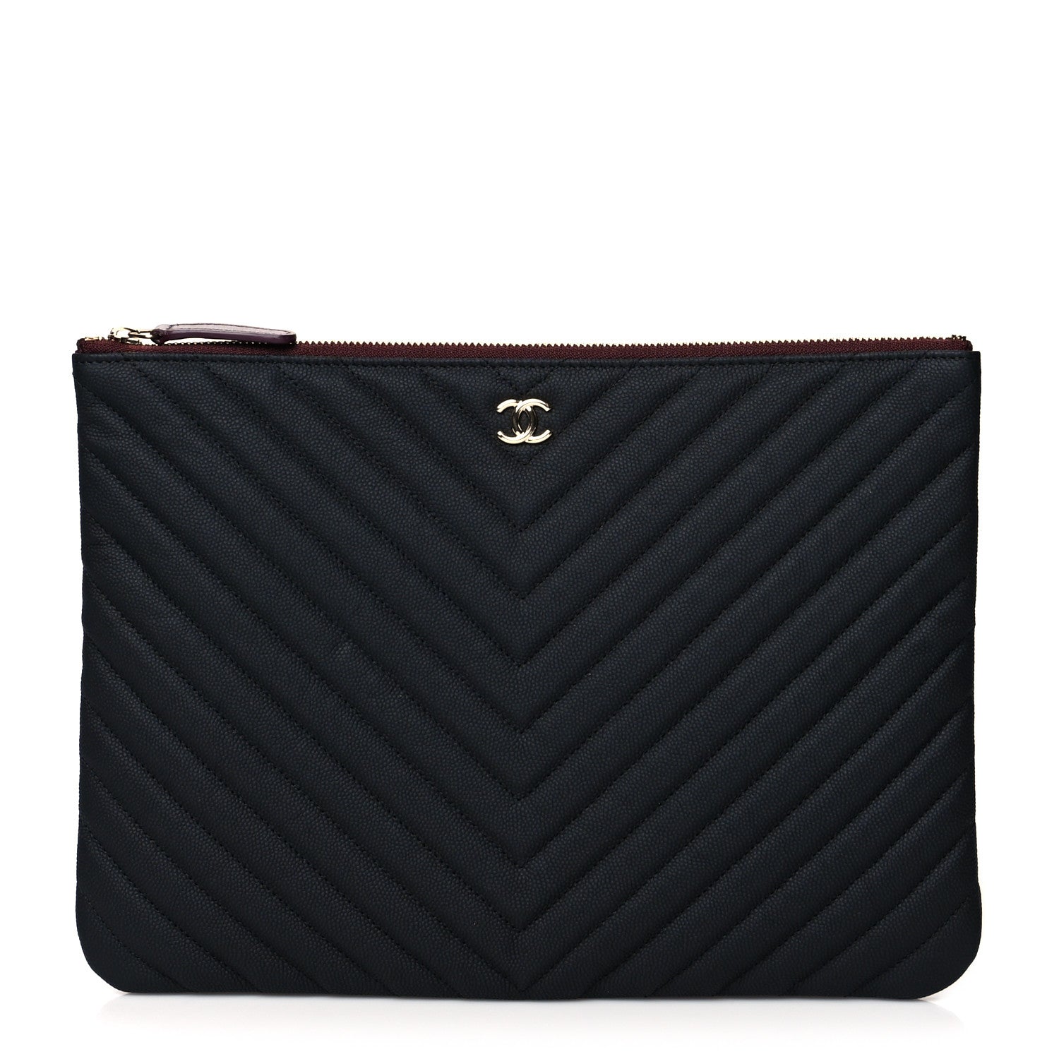 Chanel Caviar Chevron Quilted Medium Cosmetic Case Black 1 of 8