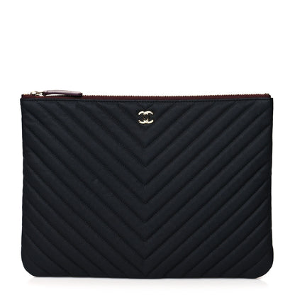 Chanel Caviar Chevron Quilted Medium Cosmetic Case Black 1 of 8
