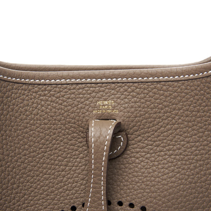 Hermes Taurillon Clemence Amazone Evelyne TPM Etoupe Bleu Indigo 8 of 10