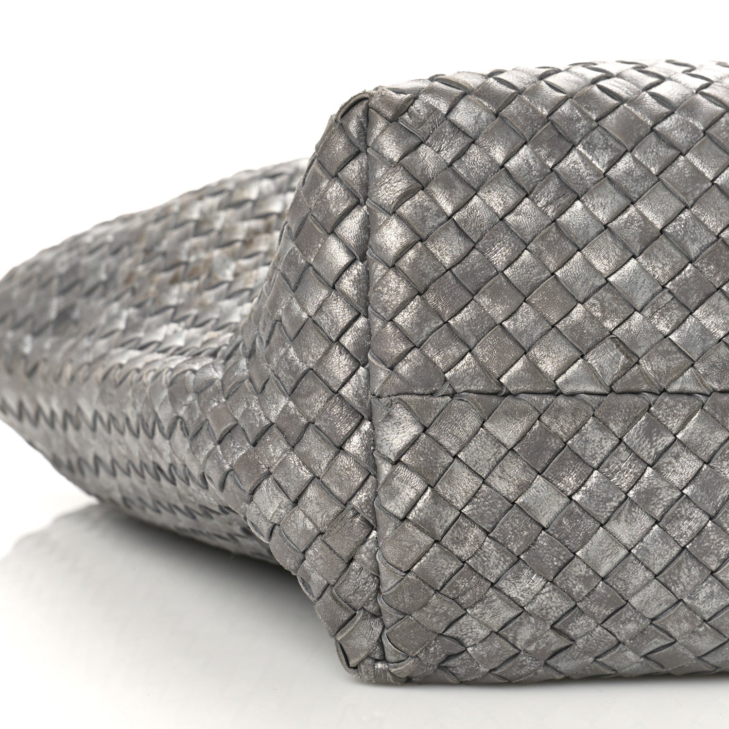 Bottega Veneta Metallic Nappa Intrecciato Medium Moon Cabat Silver 8 of 11