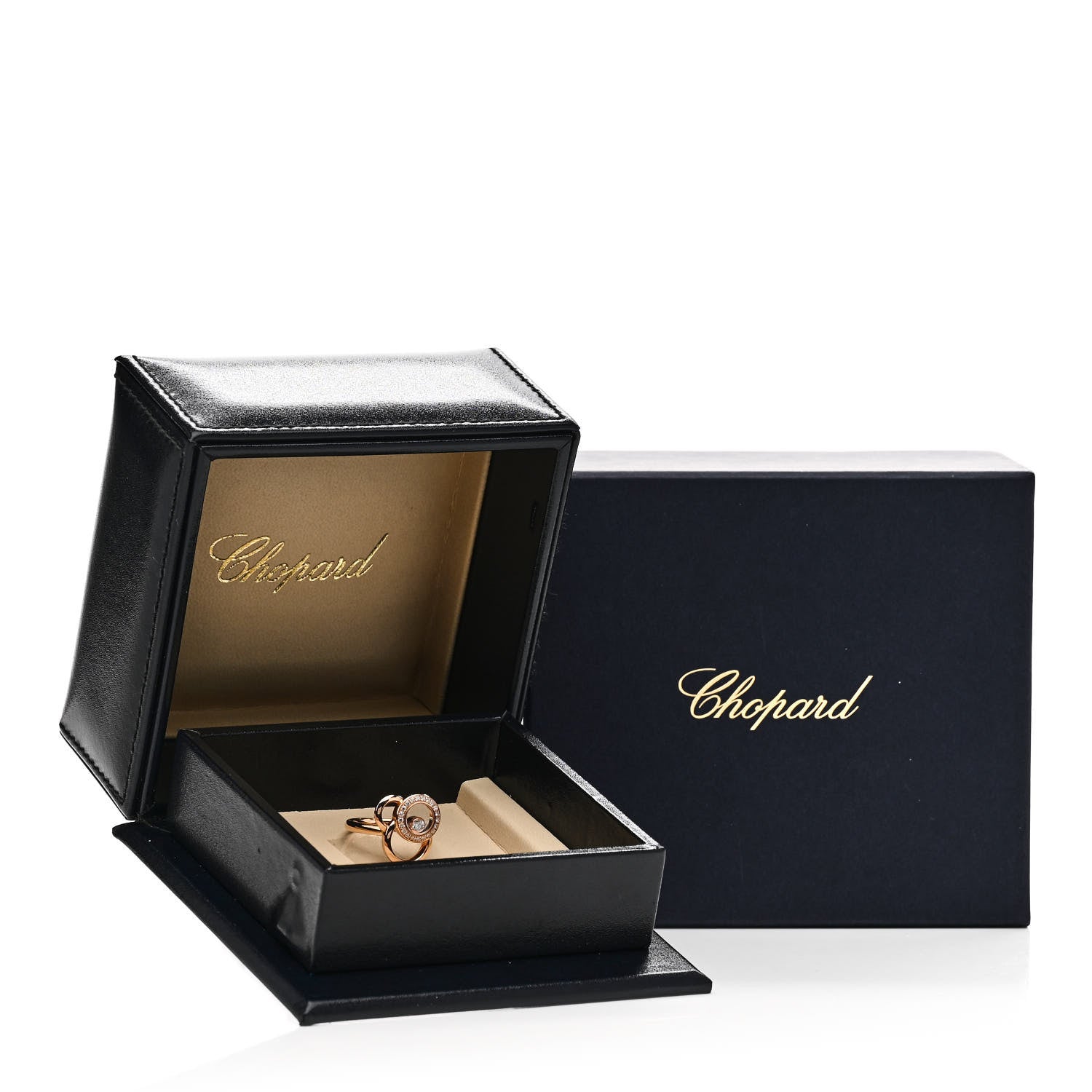 Chopard 18K Rose Gold Diamond Happy Bubbles Ring 54 6.75 6 of 7