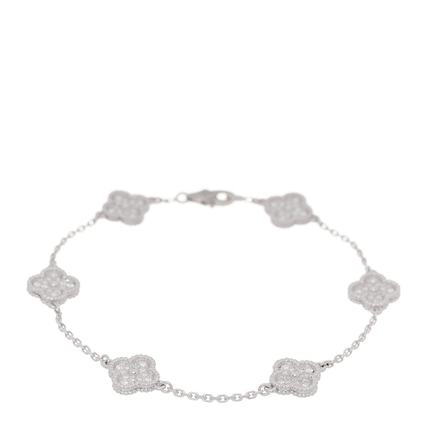 18K White Gold Diamond 6 Motifs Sweet Alhambra Bracelet