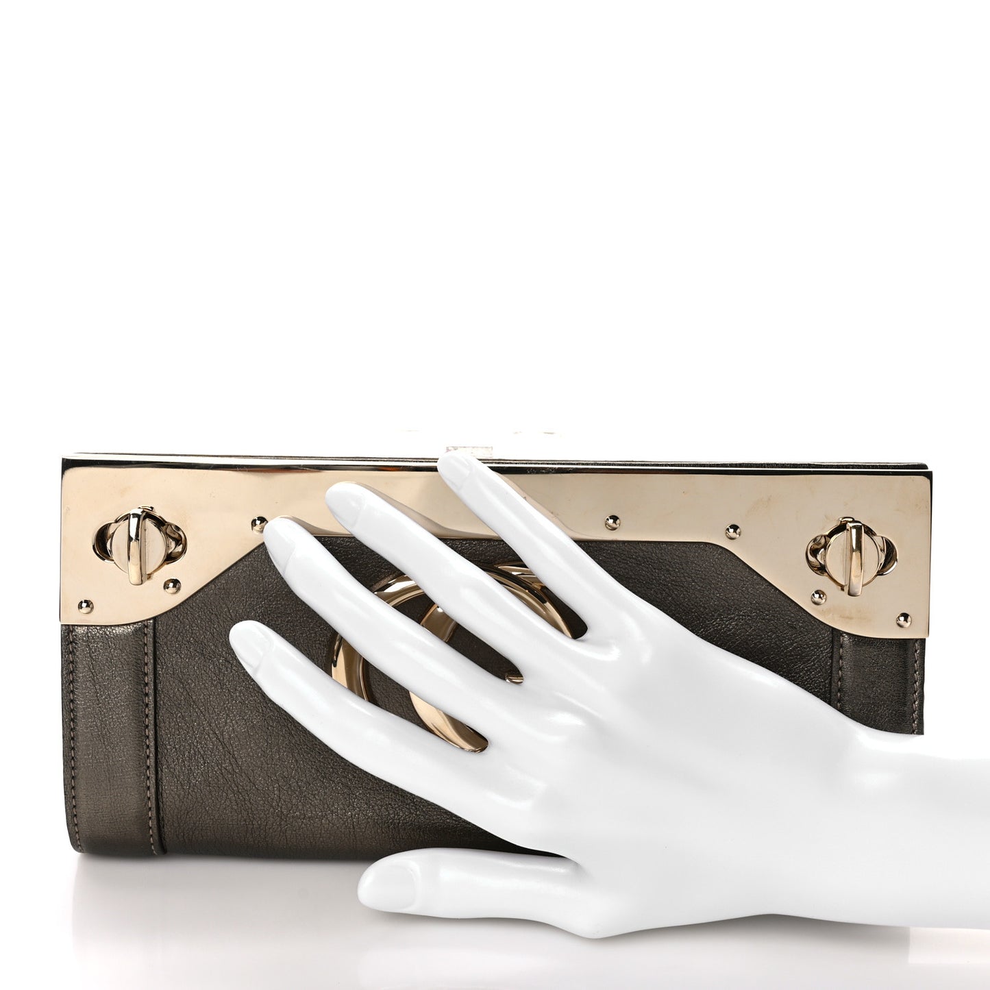 Calfskin Britt Clutch Pewter