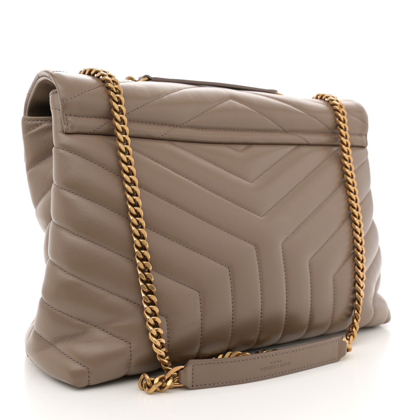 Calfskin Y Quilted Monogram Medium Loulou Chain Satchel Dark Beige